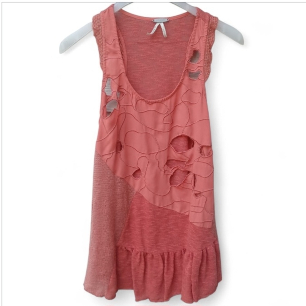 BKE Orange Sleeveless Ruffled Top